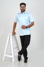 Orgia Men’s Premium Formal Shirt – Ice Blue – Half Sleeve