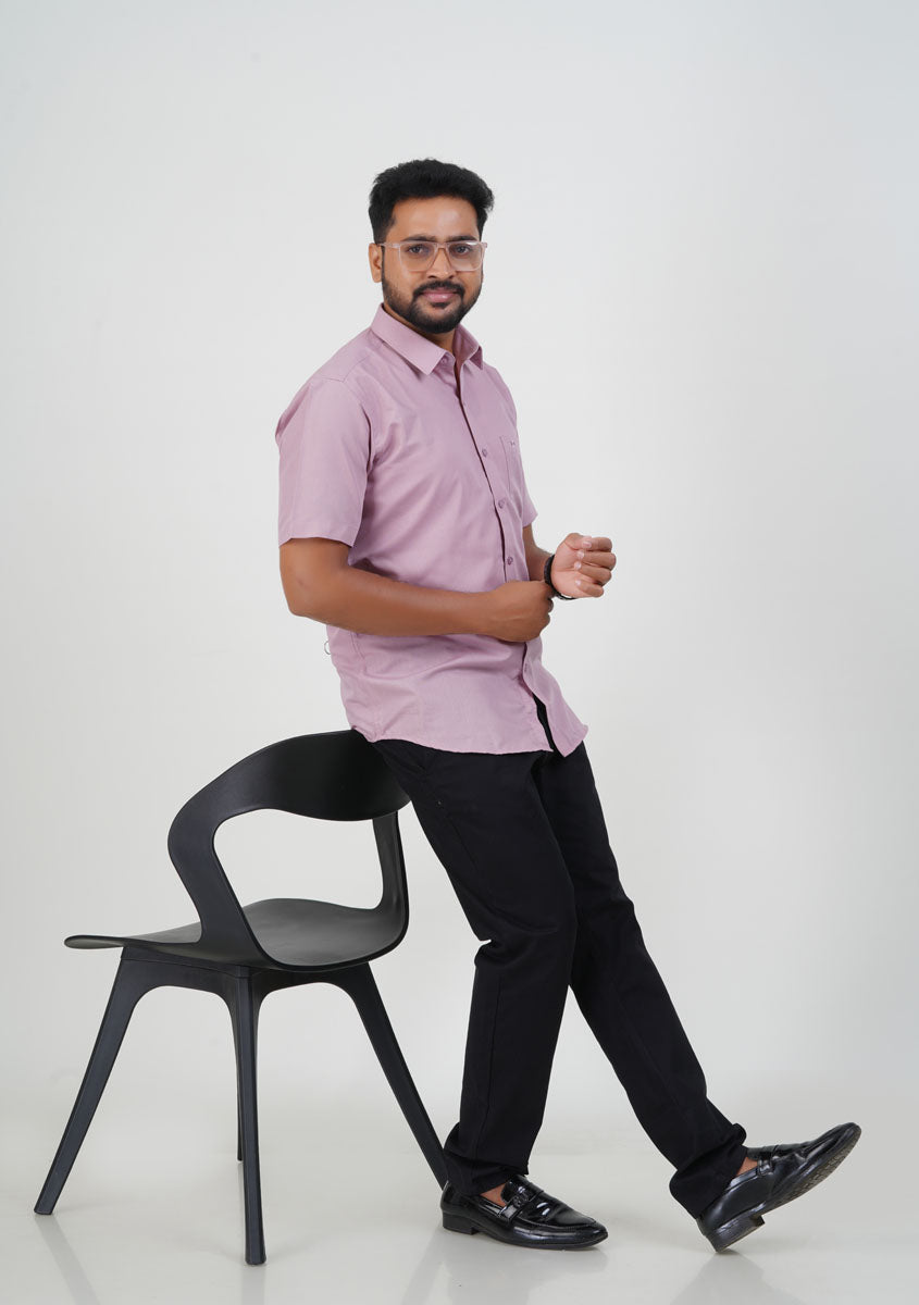 Cool Club Plus Men’s Formal Shirt–  Light Pink – Half Sleeve