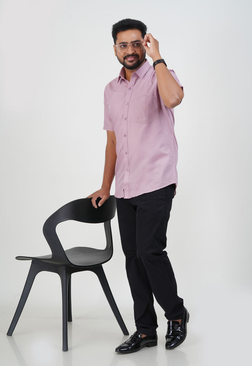 Cool Club Plus Men’s Formal Shirt–  Light Pink – Half Sleeve