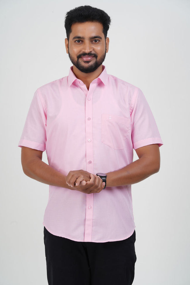 Cool Club Plus Men’s Formal Shirt – Pink – Half Sleeve Hover Image