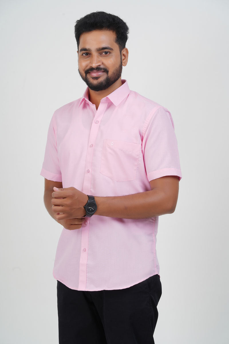 Cool Club Plus Men’s Formal Shirt – Pink – Half Sleeve