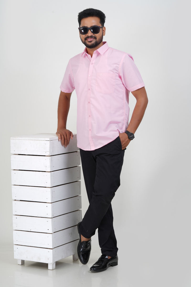 Cool Club Plus Men’s Formal Shirt – Pink – Half Sleeve