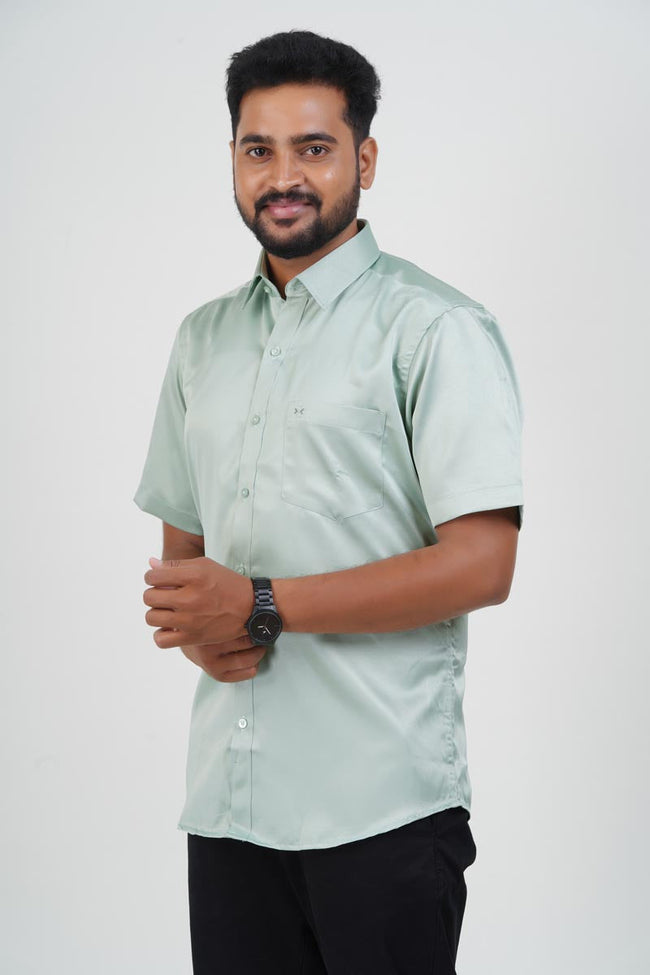 Orgia Men’s Premium Formal Shirt – Sage Green – Half Sleeve Main Image