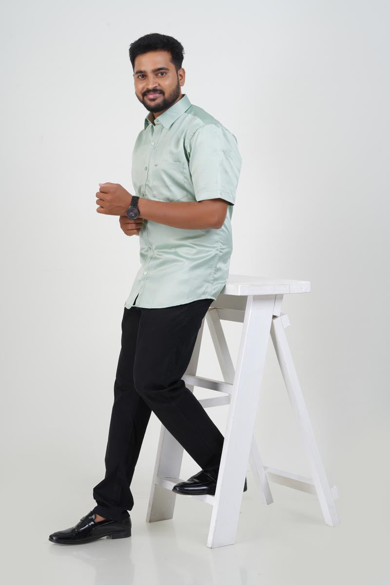 Orgia Men’s Premium Formal Shirt – Sage Green – Half Sleeve