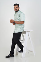 Orgia Men’s Premium Formal Shirt – Sage Green – Half Sleeve