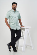 Orgia Men’s Premium Formal Shirt – Sage Green – Half Sleeve