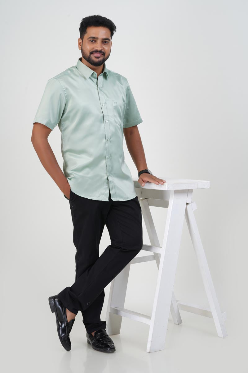 Orgia Men’s Premium Formal Shirt – Sage Green – Half Sleeve
