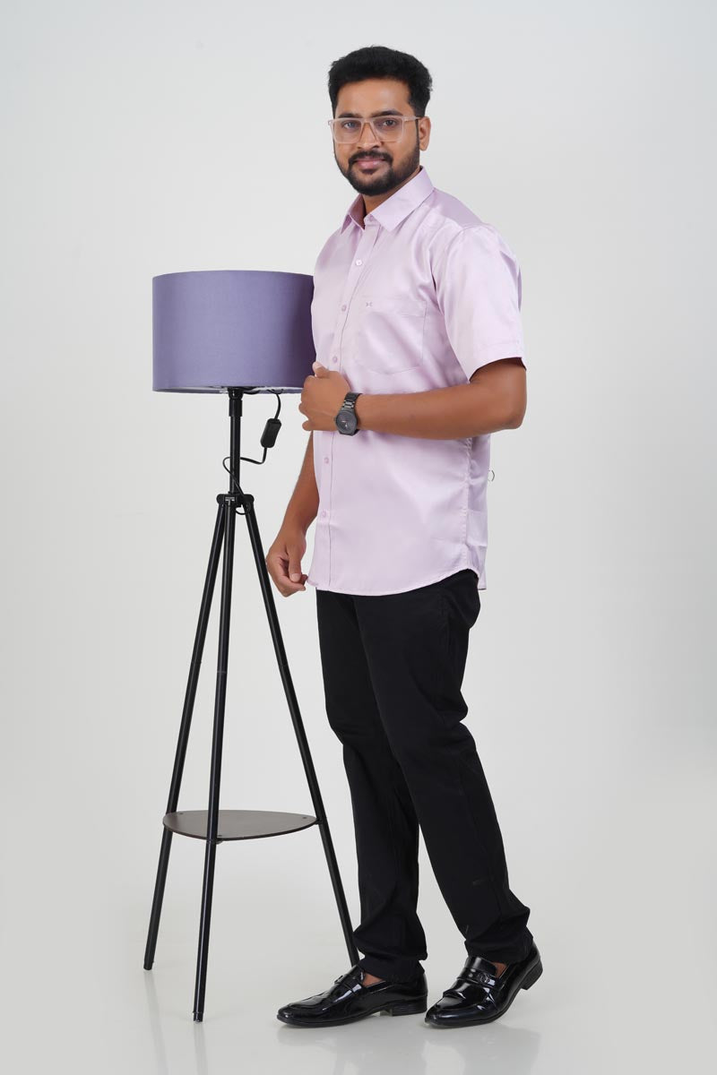 Orgia Men’s Premium Formal Shirt – Light Lavender – Half Sleeve