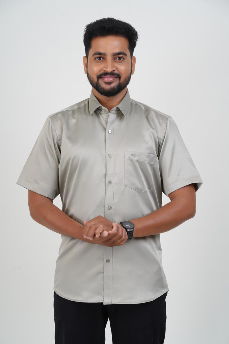 Orgia Men’s Premium Formal Shirt – Silver Grey – Half Sleeve