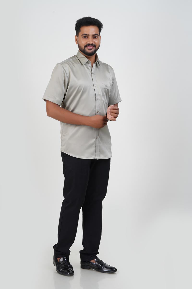 Orgia Men’s Premium Formal Shirt – Silver Grey – Half Sleeve