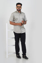 Orgia Men’s Premium Formal Shirt – Silver Grey – Half Sleeve