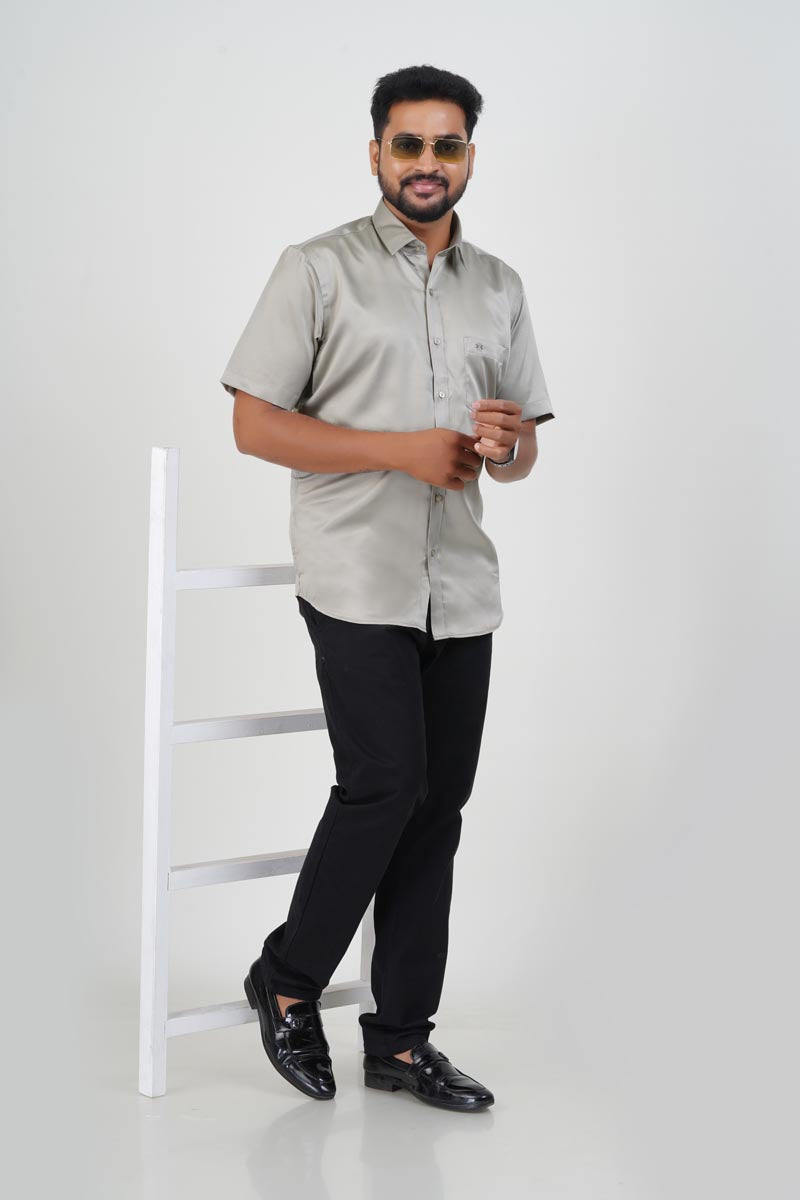 Orgia Men’s Premium Formal Shirt – Silver Grey – Half Sleeve