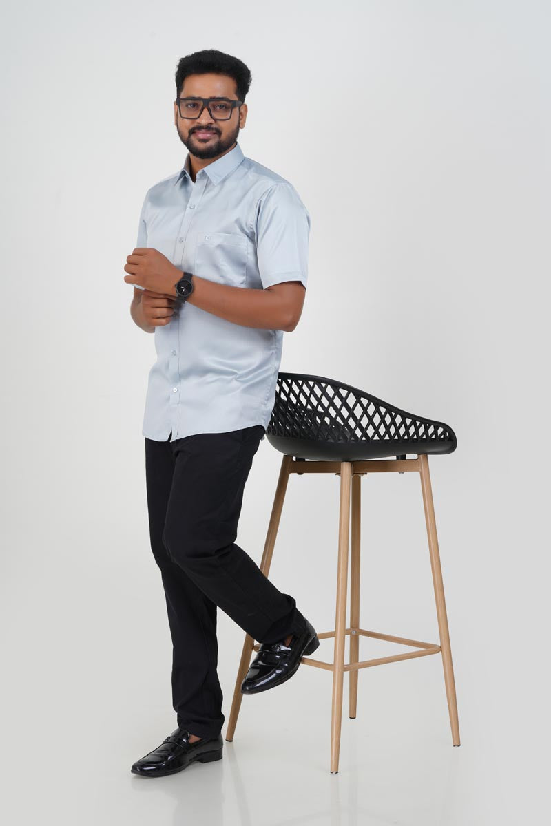 Orgia Men’s Premium Formal Shirt – Powder Blue – Half Sleeve