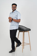 Orgia Men’s Premium Formal Shirt – Powder Blue – Half Sleeve