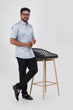 Orgia Men’s Premium Formal Shirt – Powder Blue – Half Sleeve