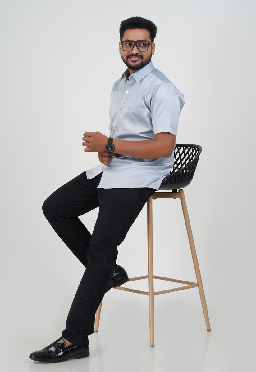 Orgia Men’s Premium Formal Shirt – Powder Blue – Half Sleeve