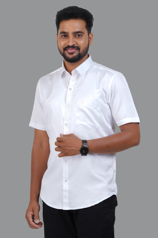 Orgia Men’s Premium Formal Shirt – Classic White – Half Sleeve Main Image