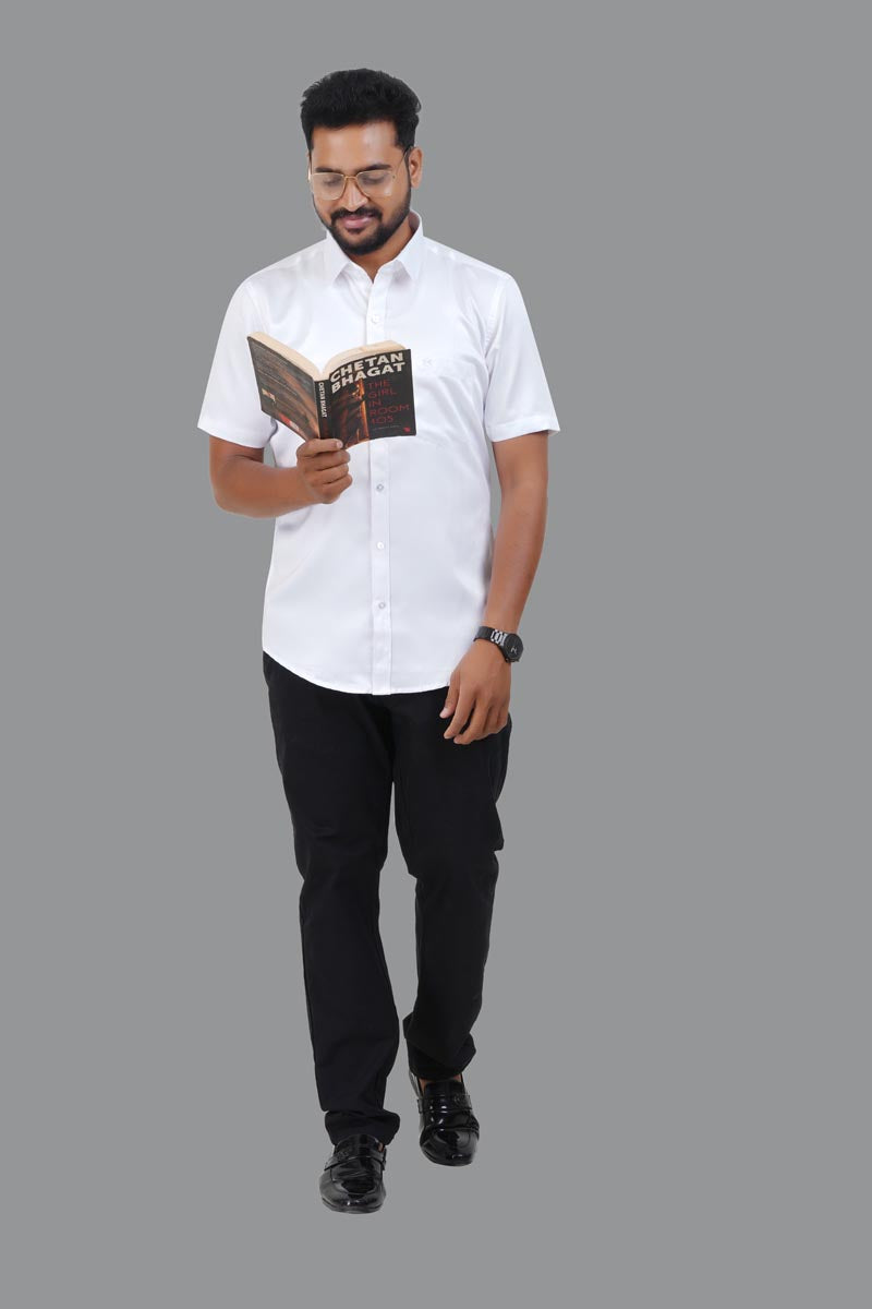 Orgia Men’s Premium Formal Shirt – Classic White – Half Sleeve