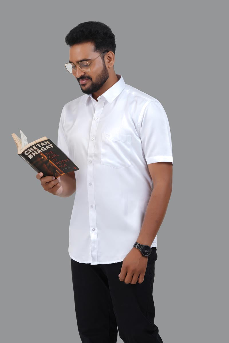Orgia Men’s Premium Formal Shirt – Classic White – Half Sleeve