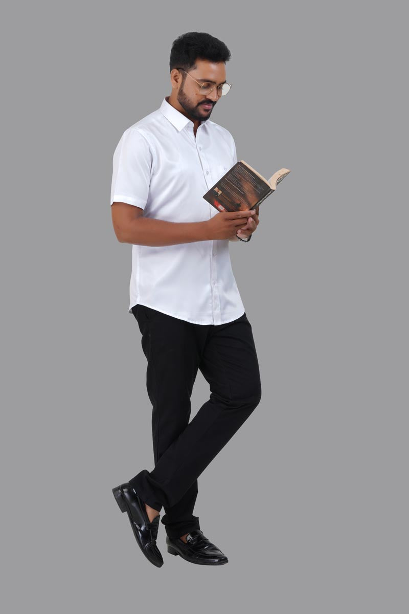 Orgia Men’s Premium Formal Shirt – Classic White – Half Sleeve