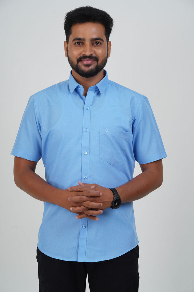 Cool Club Plus Men’s Formal Shirt – Sky Blue – Half Sleeve Main Image
