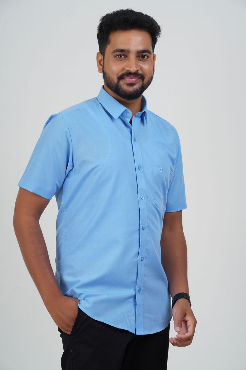 Cool Club Plus Men’s Formal Shirt – Sky Blue – Half Sleeve