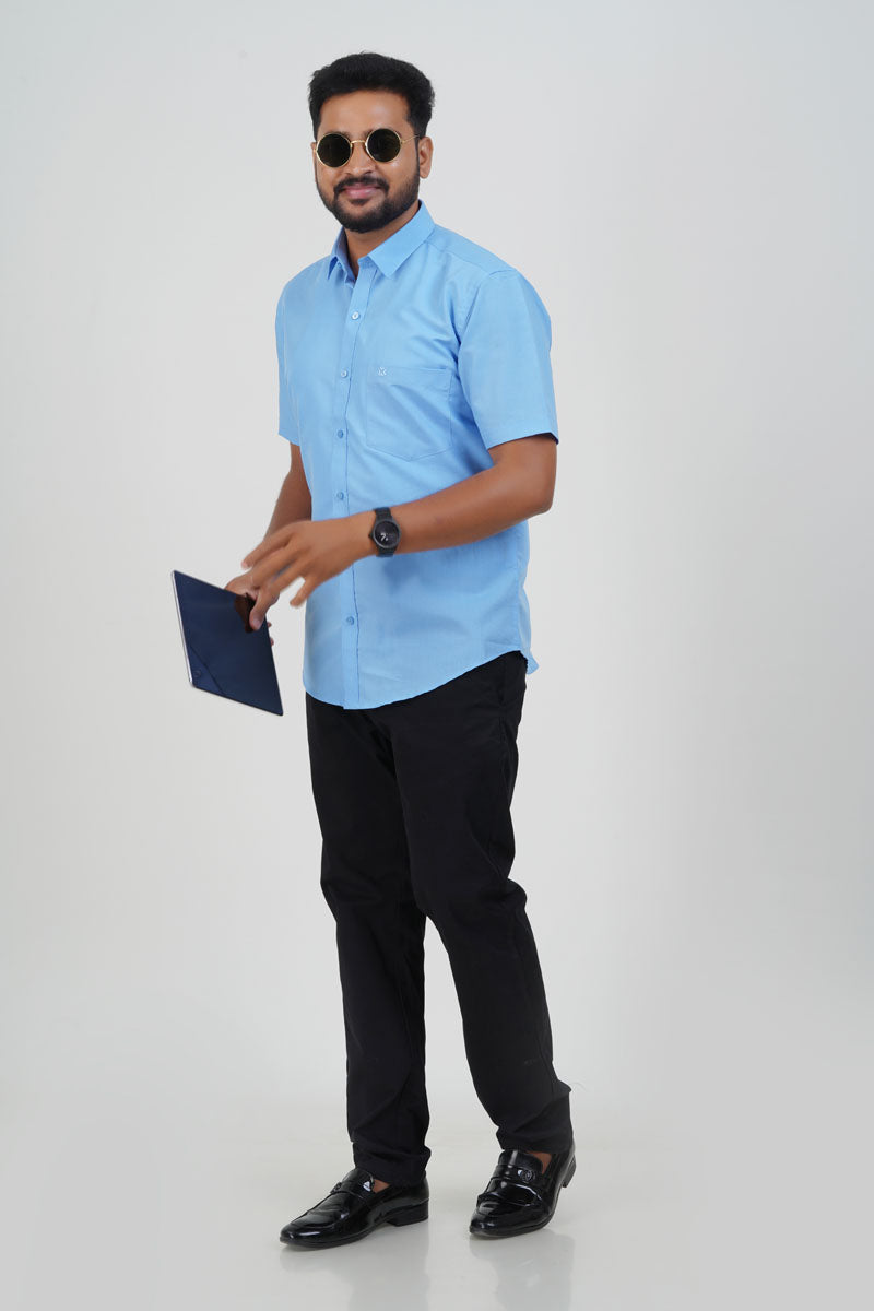 Cool Club Plus Men’s Formal Shirt – Sky Blue – Half Sleeve