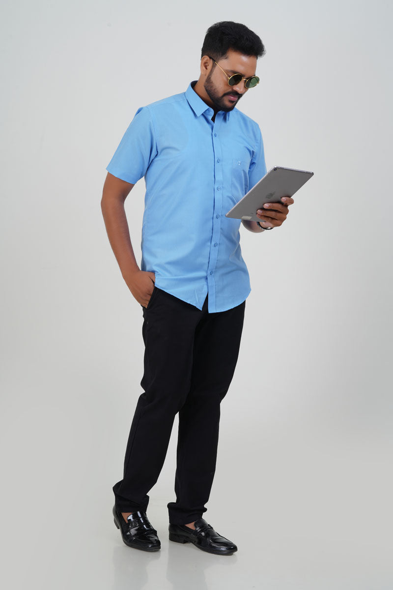 Cool Club Plus Men’s Formal Shirt – Sky Blue – Half Sleeve