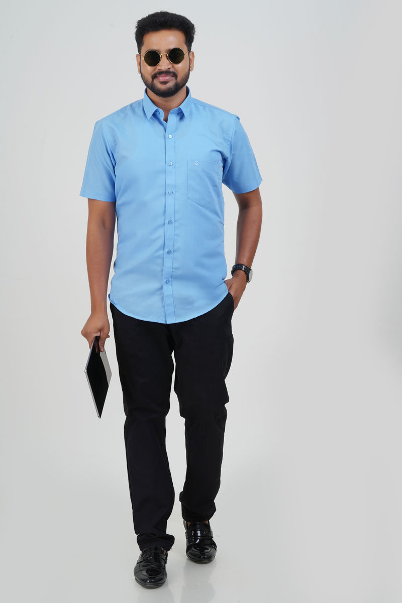 Cool Club Plus Men’s Formal Shirt – Sky Blue – Half Sleeve
