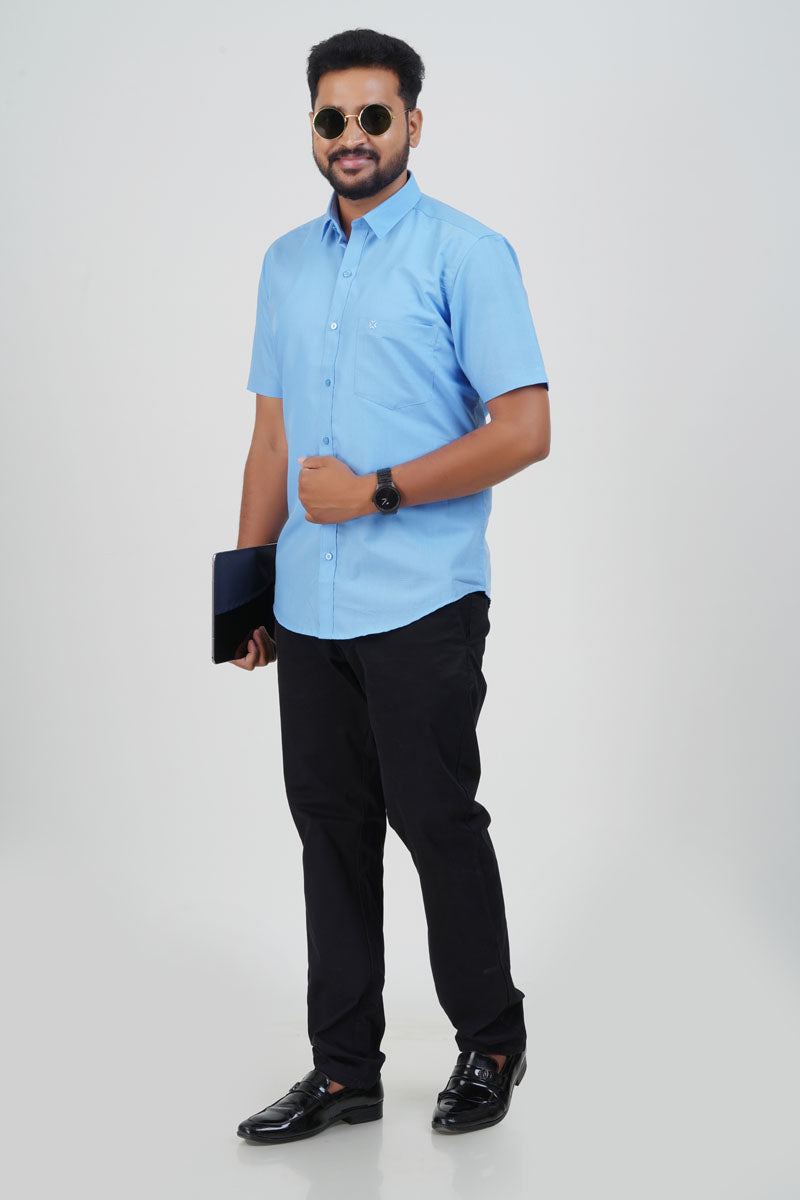 Cool Club Plus Men’s Formal Shirt – Sky Blue – Half Sleeve
