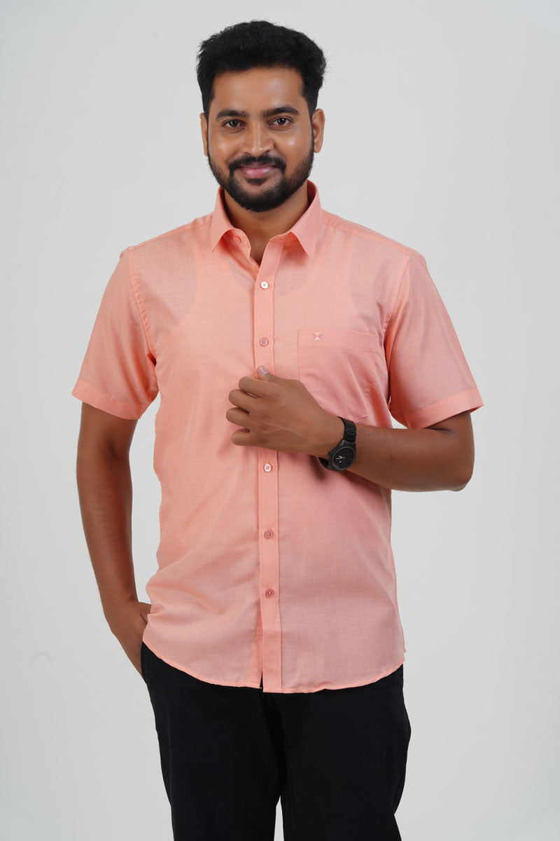 Cool Club Plus Men’s Formal Shirt – Peach – Half Sleeve