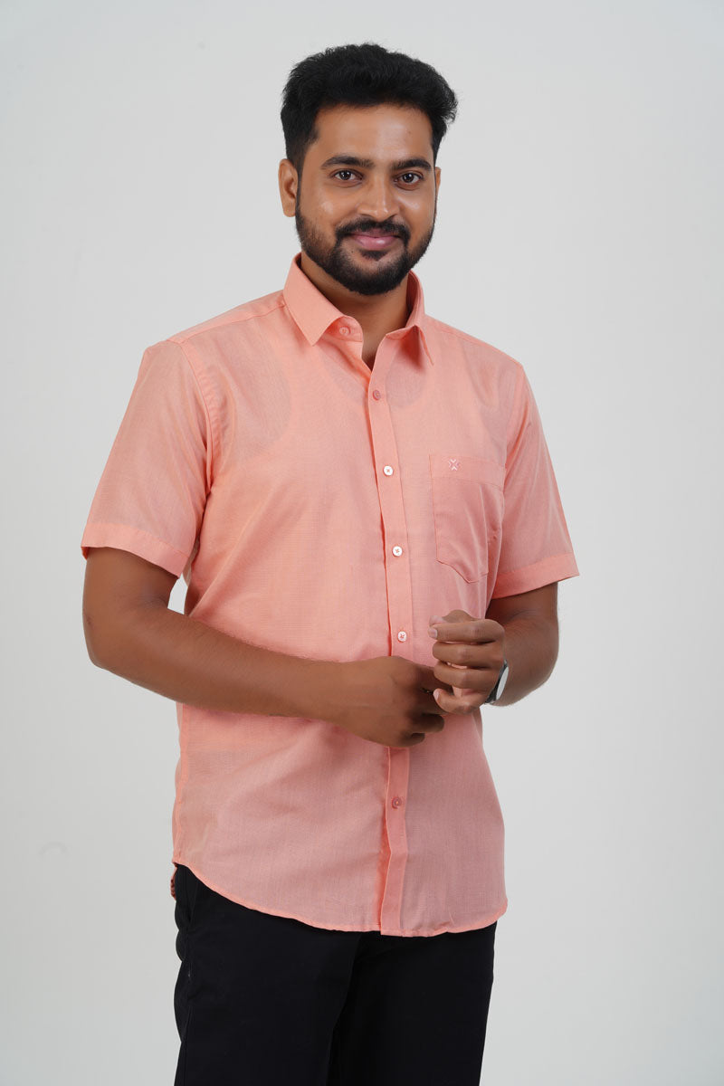 Cool Club Plus Men’s Formal Shirt – Peach – Half Sleeve