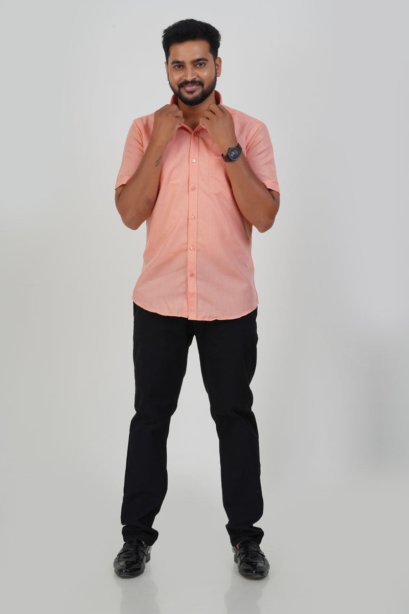 Cool Club Plus Men’s Formal Shirt – Peach – Half Sleeve