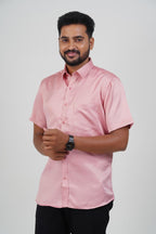 Orgia Men’s Premium Formal Shirt – Rose Pink – Half Sleeve