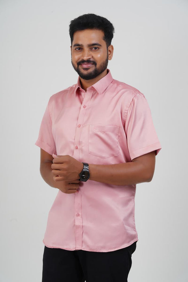 Orgia Men’s Premium Formal Shirt – Rose Pink – Half Sleeve Main Image