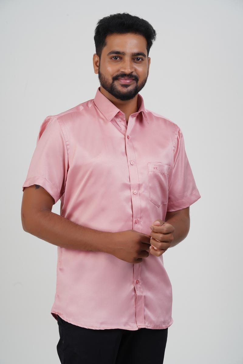 Orgia Men’s Premium Formal Shirt – Rose Pink – Half Sleeve