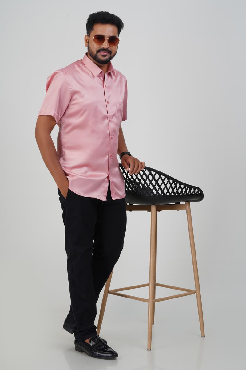 Orgia Men’s Premium Formal Shirt – Rose Pink – Half Sleeve
