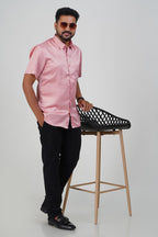 Orgia Men’s Premium Formal Shirt – Rose Pink – Half Sleeve