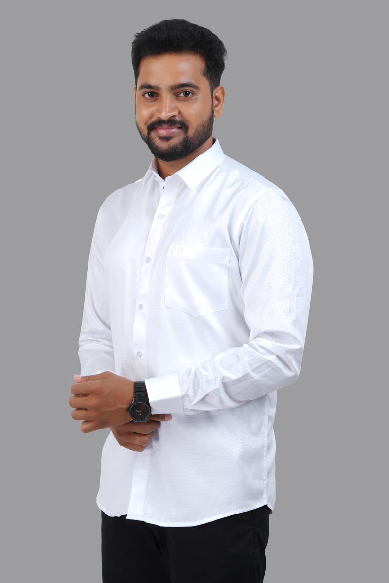 GREEN PARK Men's Premium White Shirt - Full Sleeve
