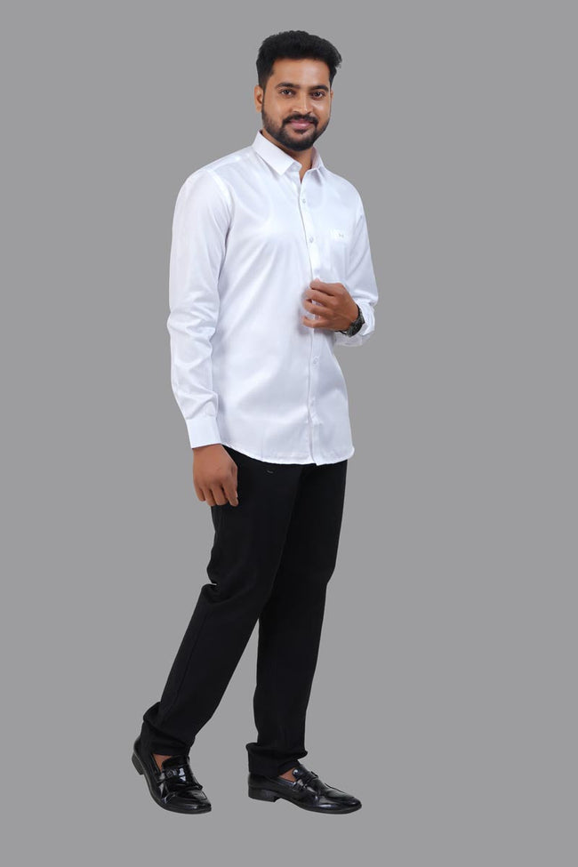 GREEN PARK Men's Premium White Shirt - Full Sleeve Main Image