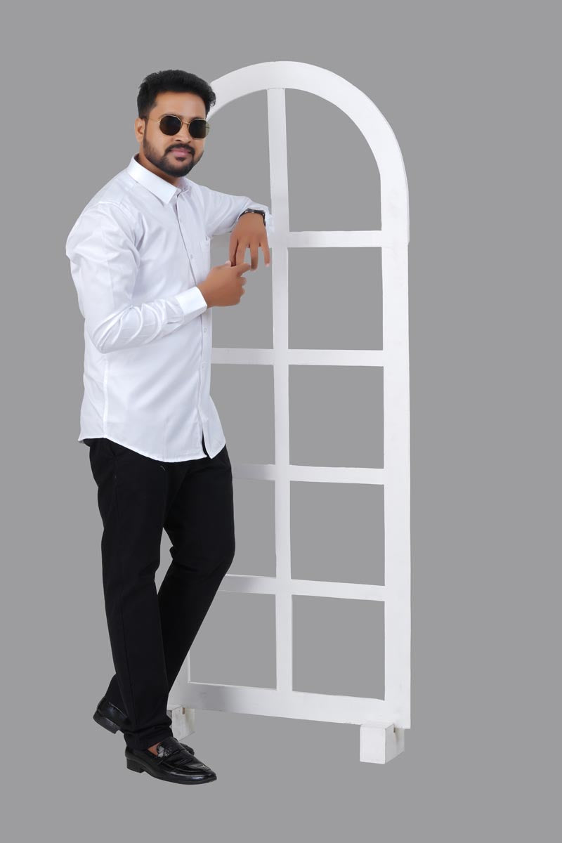 GREEN PARK Men's Premium White Shirt - Full Sleeve