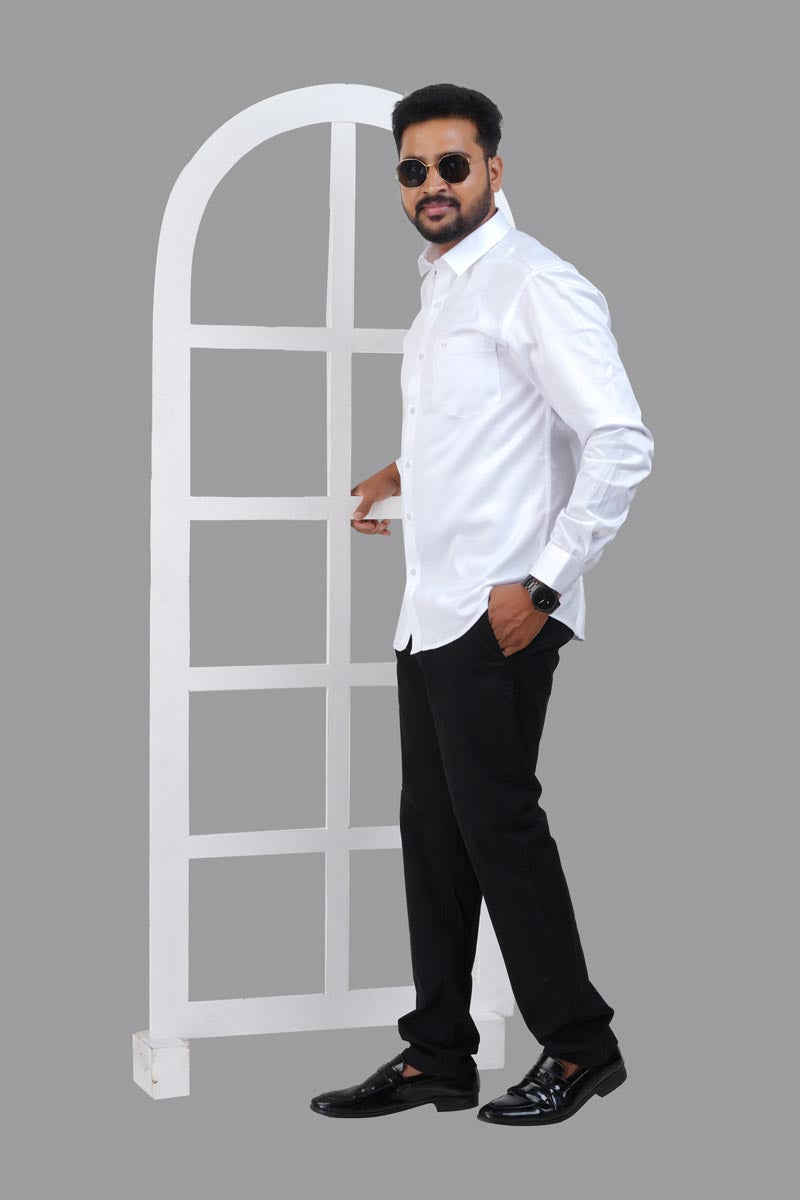 GREEN PARK Men's Premium White Shirt - Full Sleeve