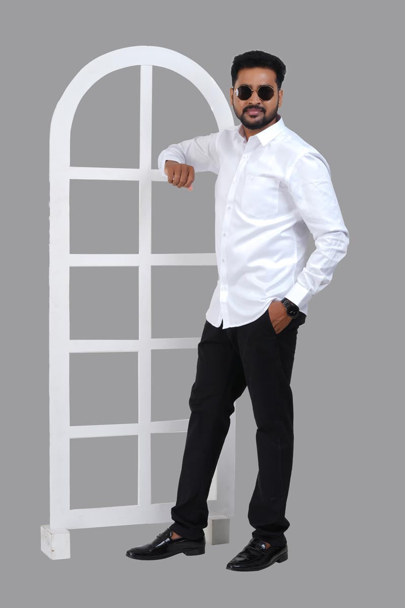 GREEN PARK Men's Premium White Shirt - Full Sleeve