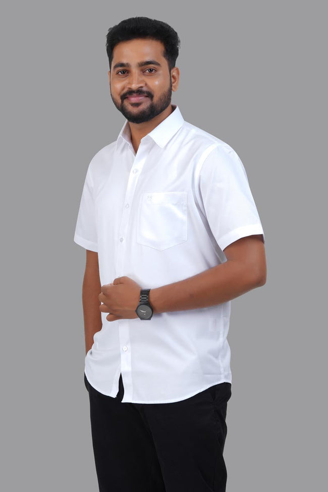 GREEN PARK Men's Premium White Shirt - Half Sleeve Main Image