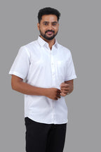 GREEN PARK Men's Premium White Shirt - Half Sleeve