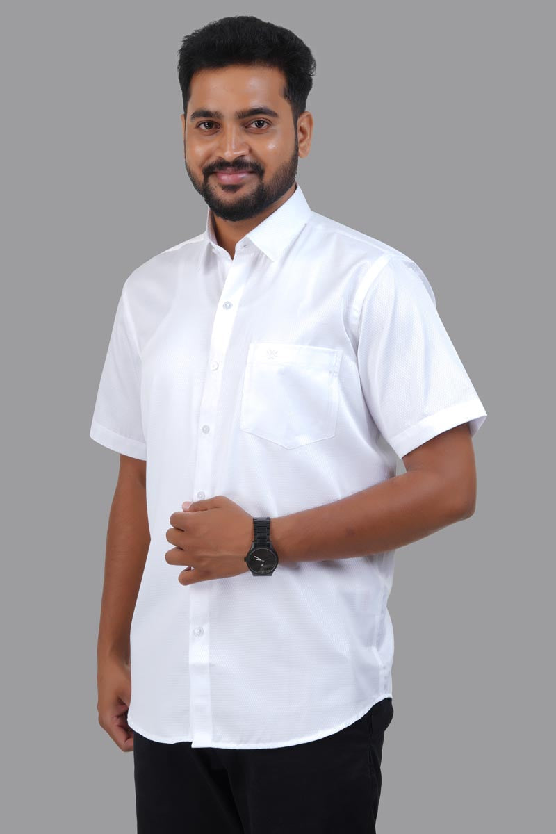 GREEN PARK Men's Premium White Shirt - Half Sleeve