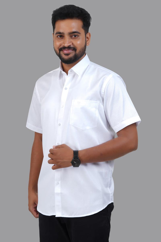 GREEN PARK Men's Premium White Shirt - Half Sleeve Hover Image