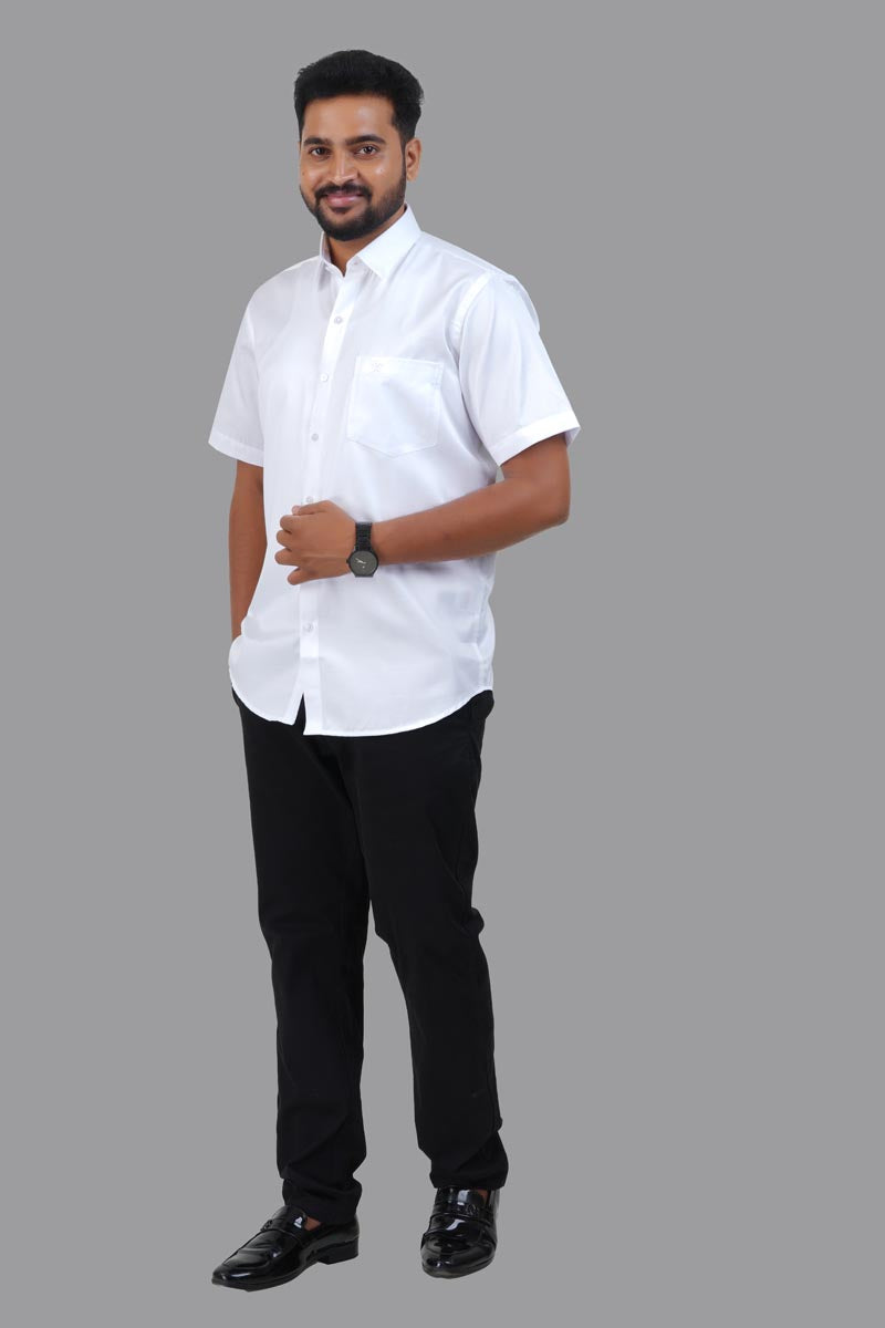 GREEN PARK Men's Premium White Shirt - Half Sleeve