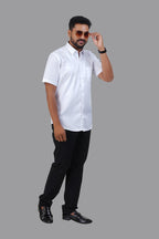 GREEN PARK Men's Premium White Shirt - Half Sleeve
