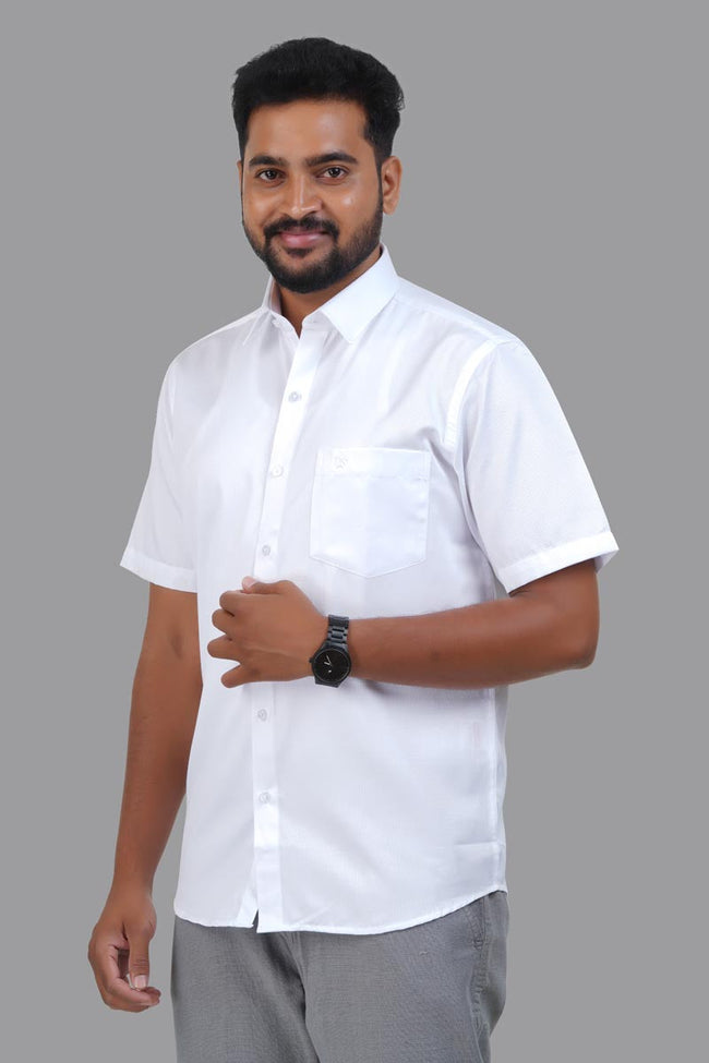 GREEN PARK Men's Premium White Shirt - Half Sleeve Main Image